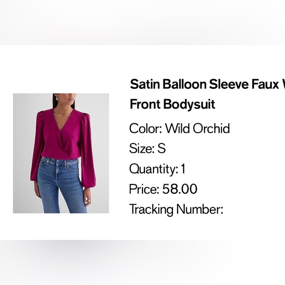 Satin Balloon Sleeve Faux Wrap
Front Bodysuit - Picture 2 of 2
